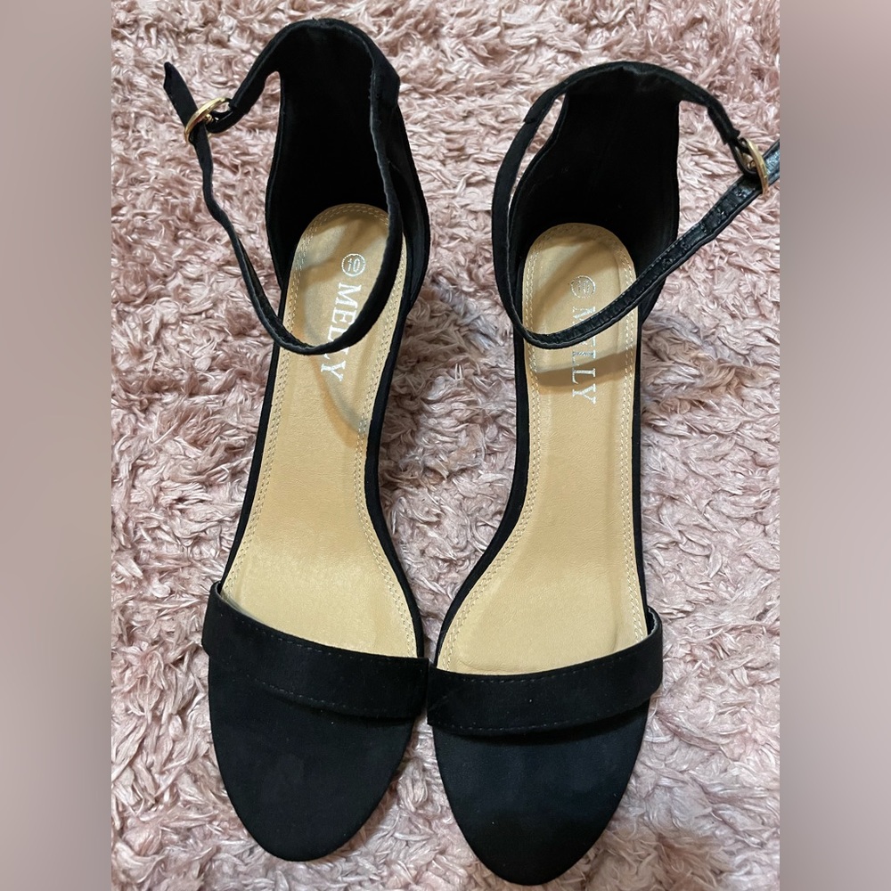 Open Toed Black High Heels